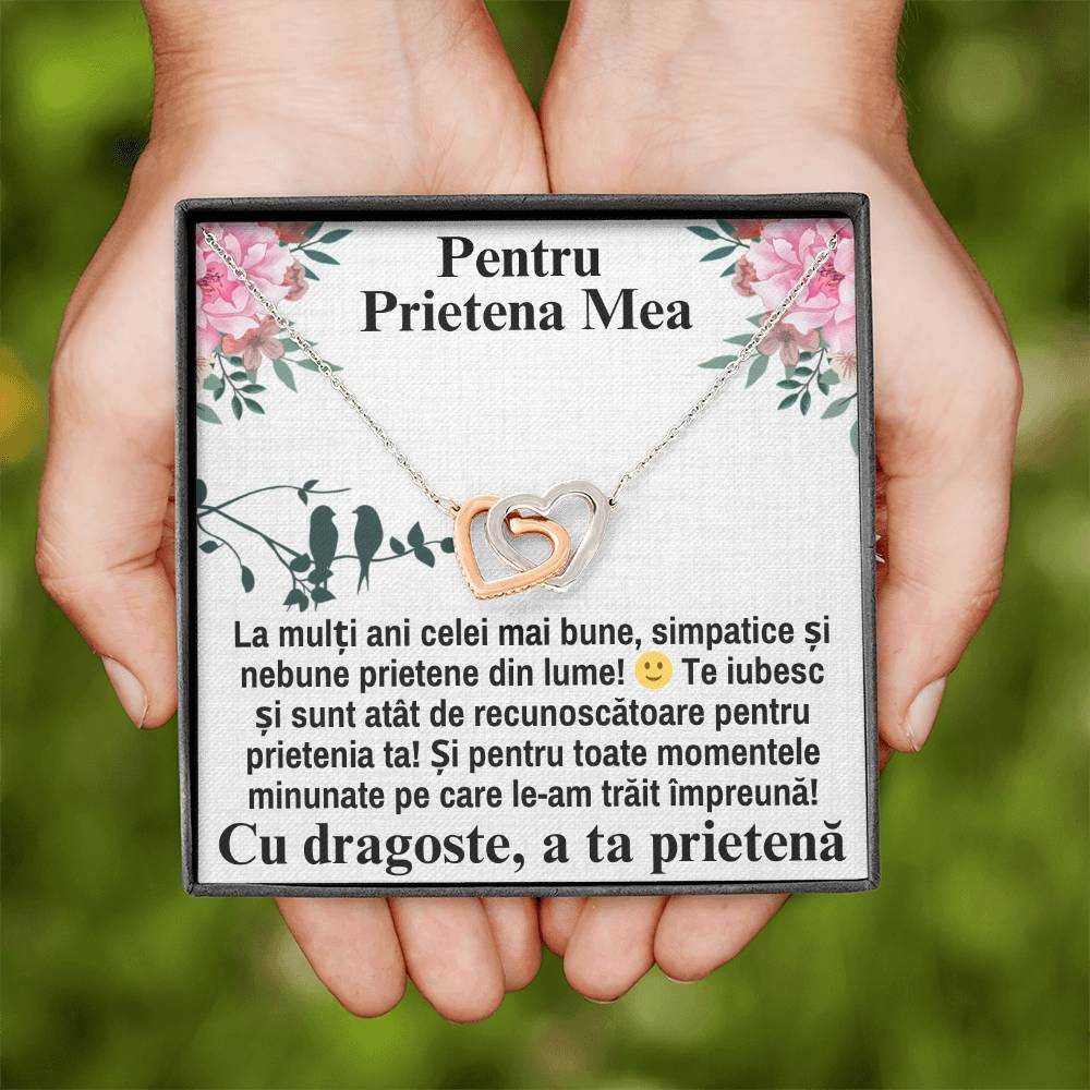 Set Bijuterie Martisor pentru Prietena cu Mesaj, Argint + Zirconia