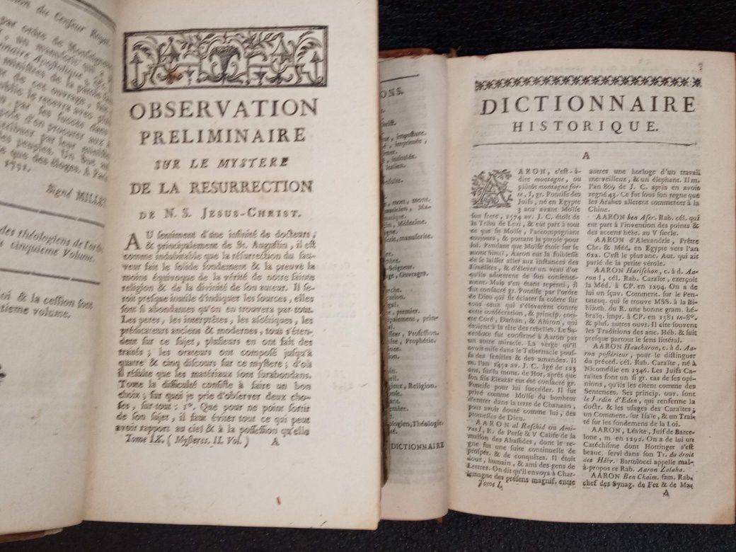 Lot carti vechi secol 18 Dictionnaire Apostolique si Historique legate