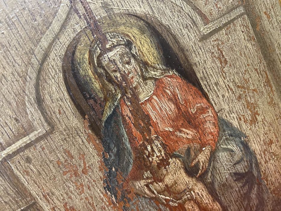 Религиозен панел икона Богородица Франция 19 век дърво
