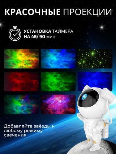 Проектор-ночник звездное небо "Космонавт" + пульт