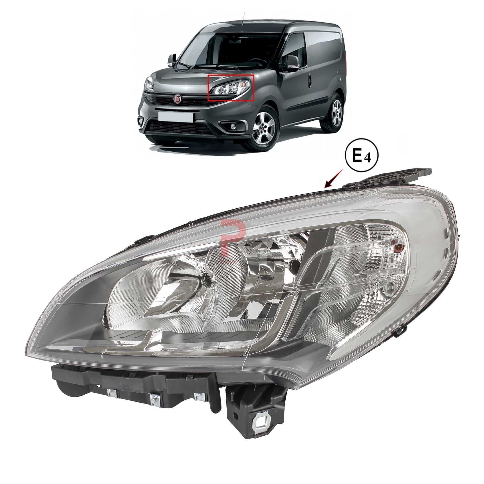 Фар Фарове Фиат Добло / Fiat Doblo 2015+, хром рамка, ел регулиране