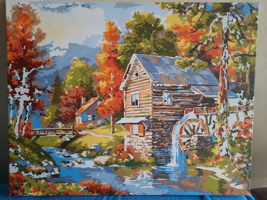 Ръчно рисувана картина по номера- "СТАРАТА ВОДЕНИЦА"