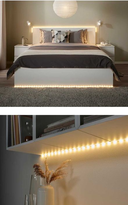 Banda baghetă luminoasă LED alb Ikea, cablu USB cu intrerupator