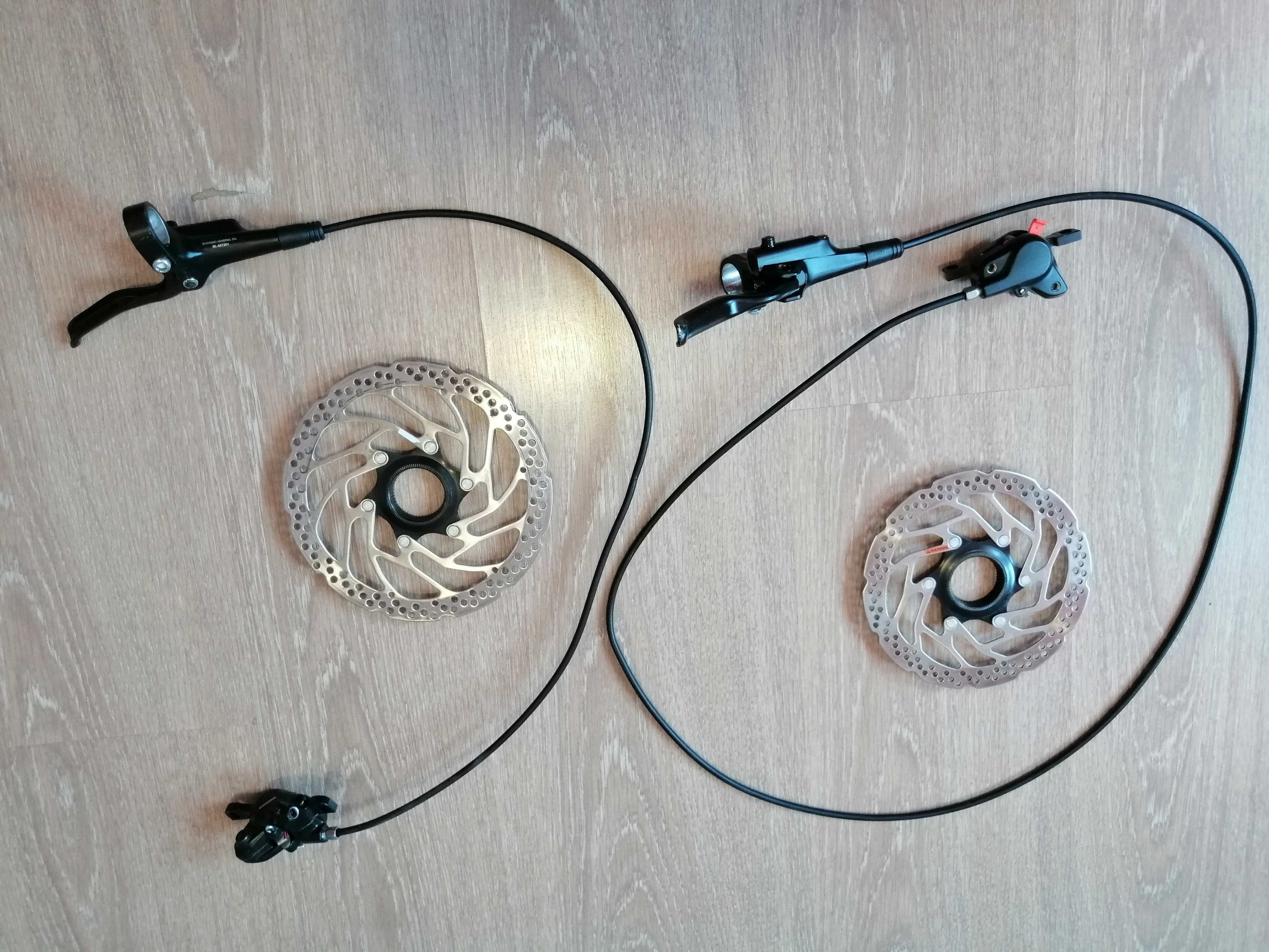Frane hidraulice disc Shimano MT201 & discuri center-lock Shimano RT30