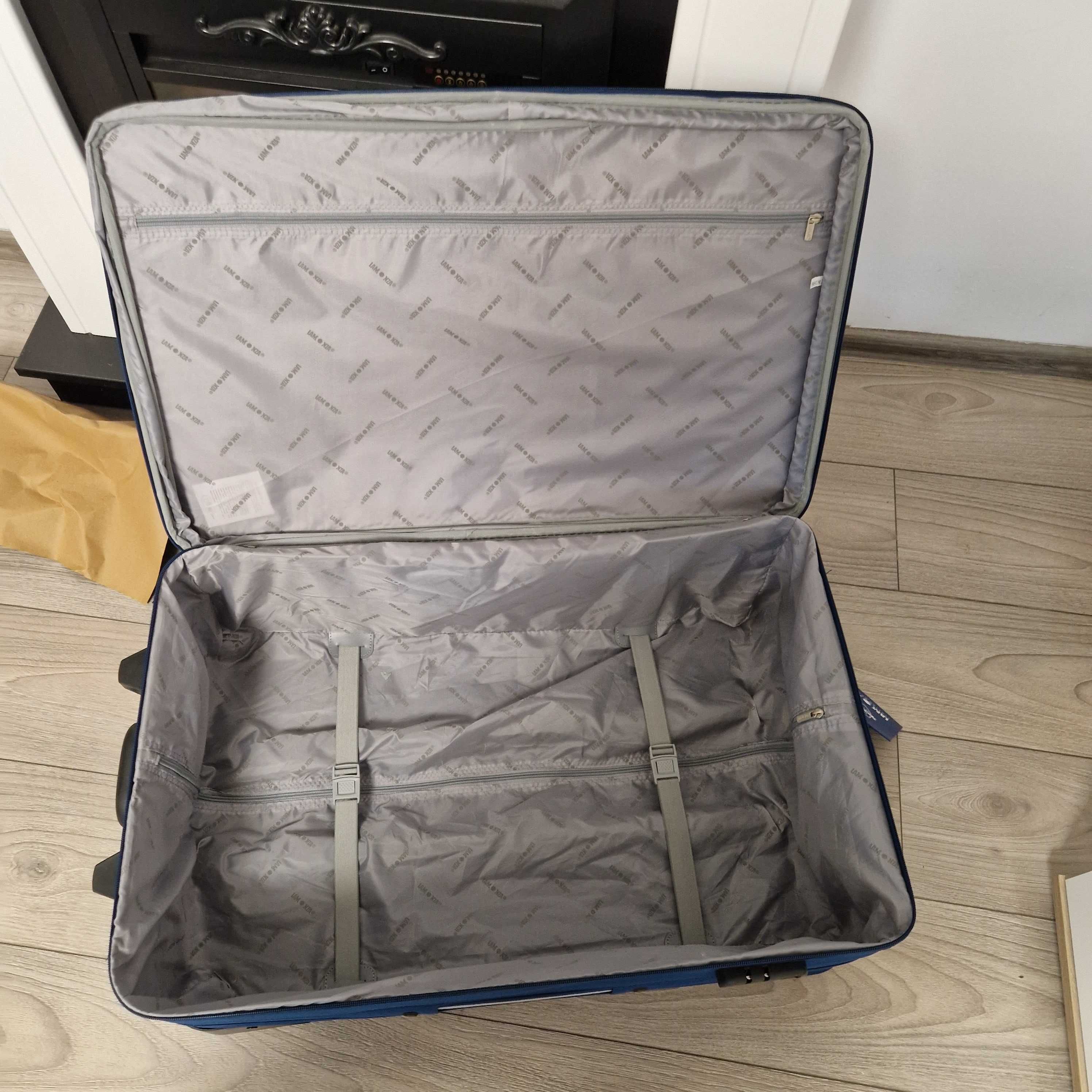 Troler nou Lamonza albastru, 86 litri, 74x46x26 cm