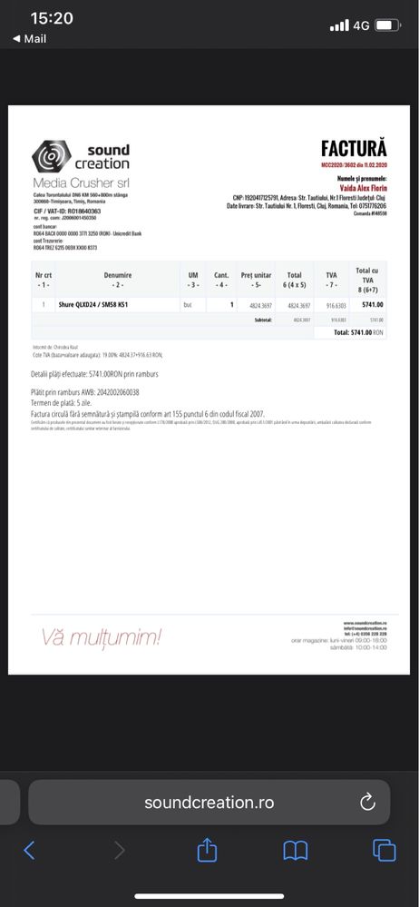 Microfon Shure Qlxd24 Beta58 / Sm58