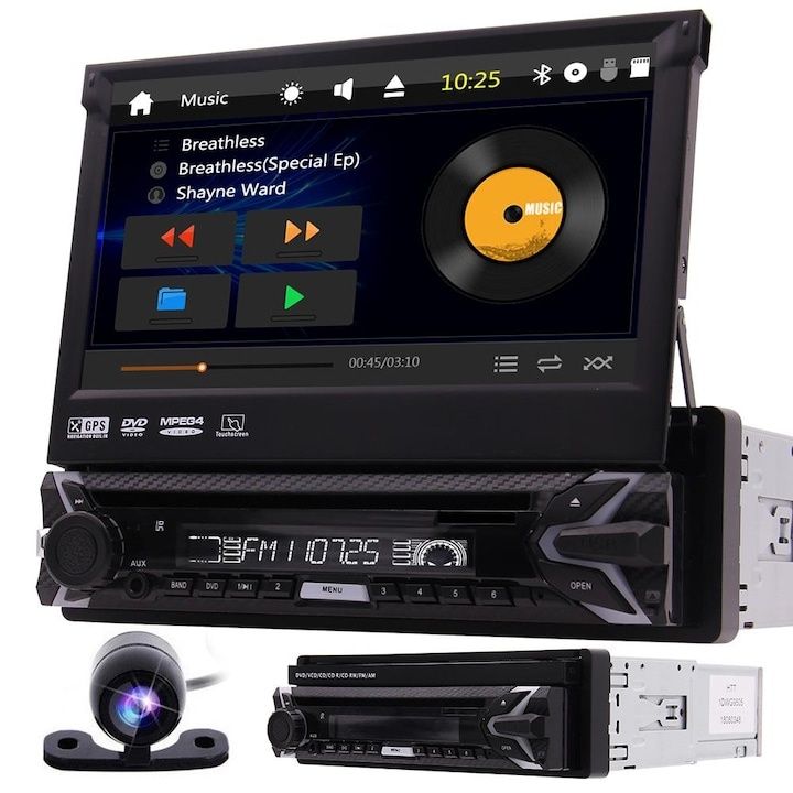 Медиен плейър 7" с тъчскрийн DVD, MP3, MP4, bluetooth, 1DIN