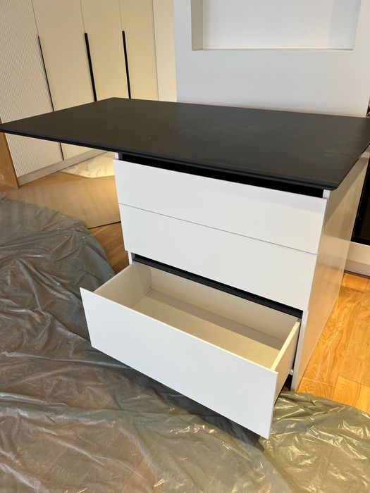 Нов кухненски остров с чекмеджета, бял мат (МДФ)