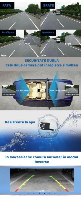 camera auto DVR fata-spate tip oglinda cu navigatie GPS 8 inch,Android