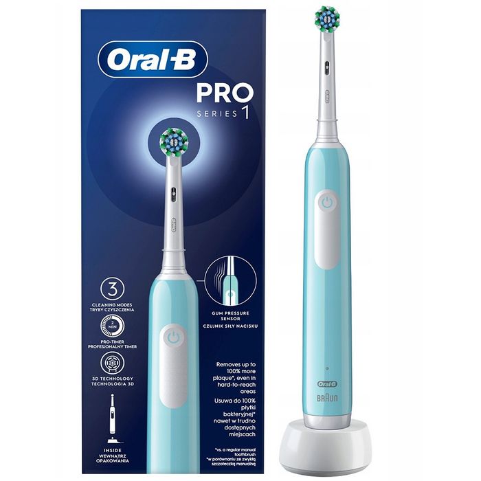 Periuță de dinți electrică, albastră Oral-B Pro 1 3D Cleaning Caribbea