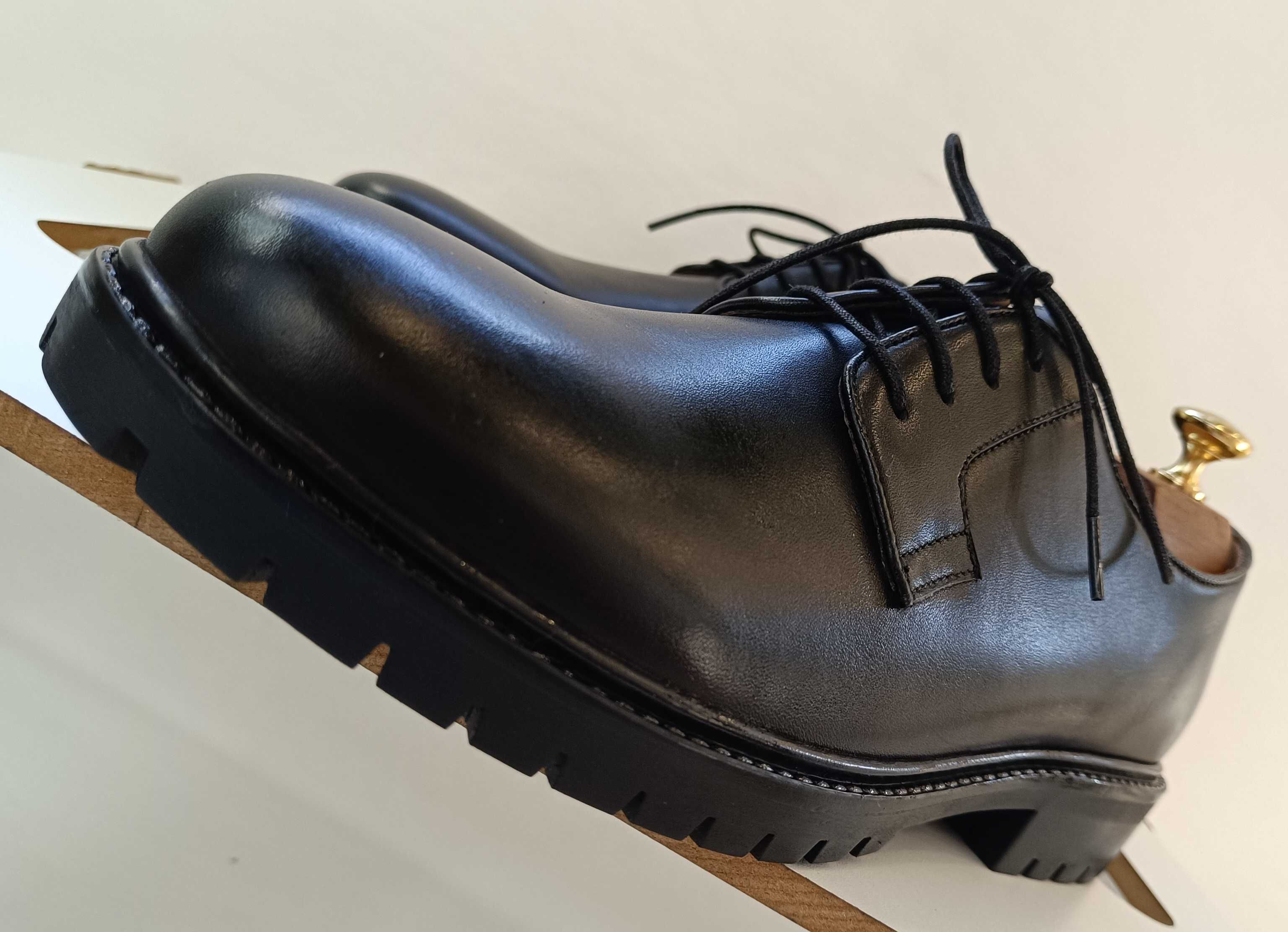 Pantofi derby 44 plain toe premiumTeddy Clark NOI piele naturala