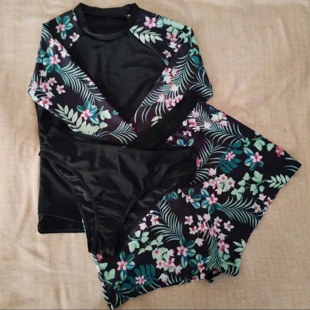 Costum de baie pentru femei top mânecă lunga si pantaloni scurti M