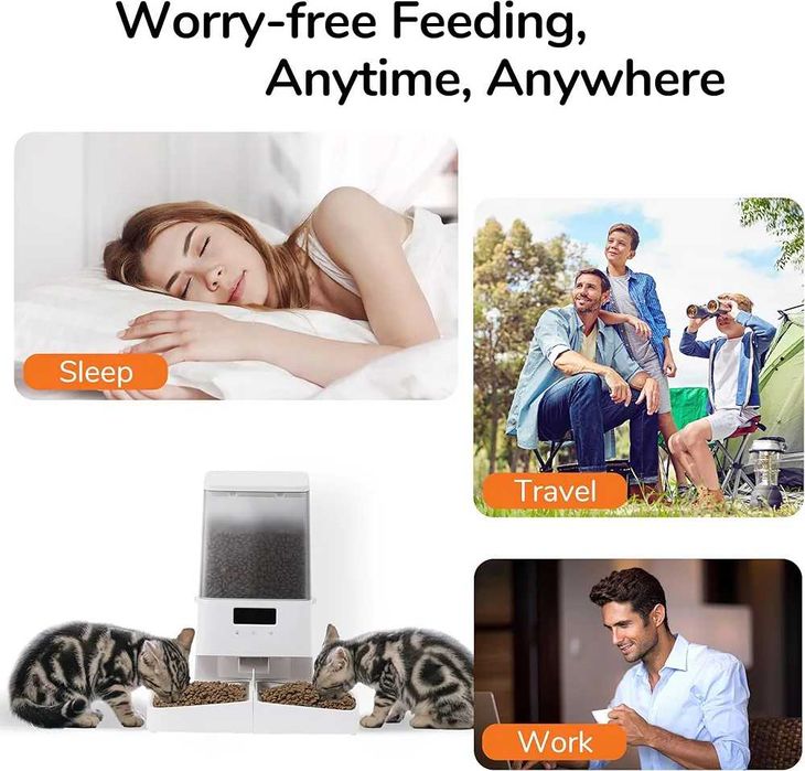 Нова FUKUMARU Автоматична хранилка за котки и кучета, WiFi , 5L ...