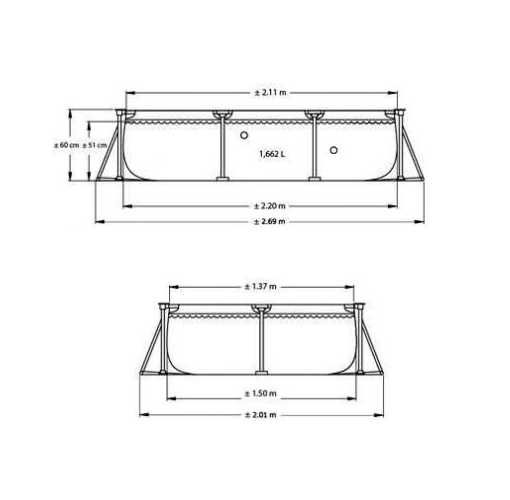 Каркасный бассейн прямоугольный 220х150х60 см, Intex 28270