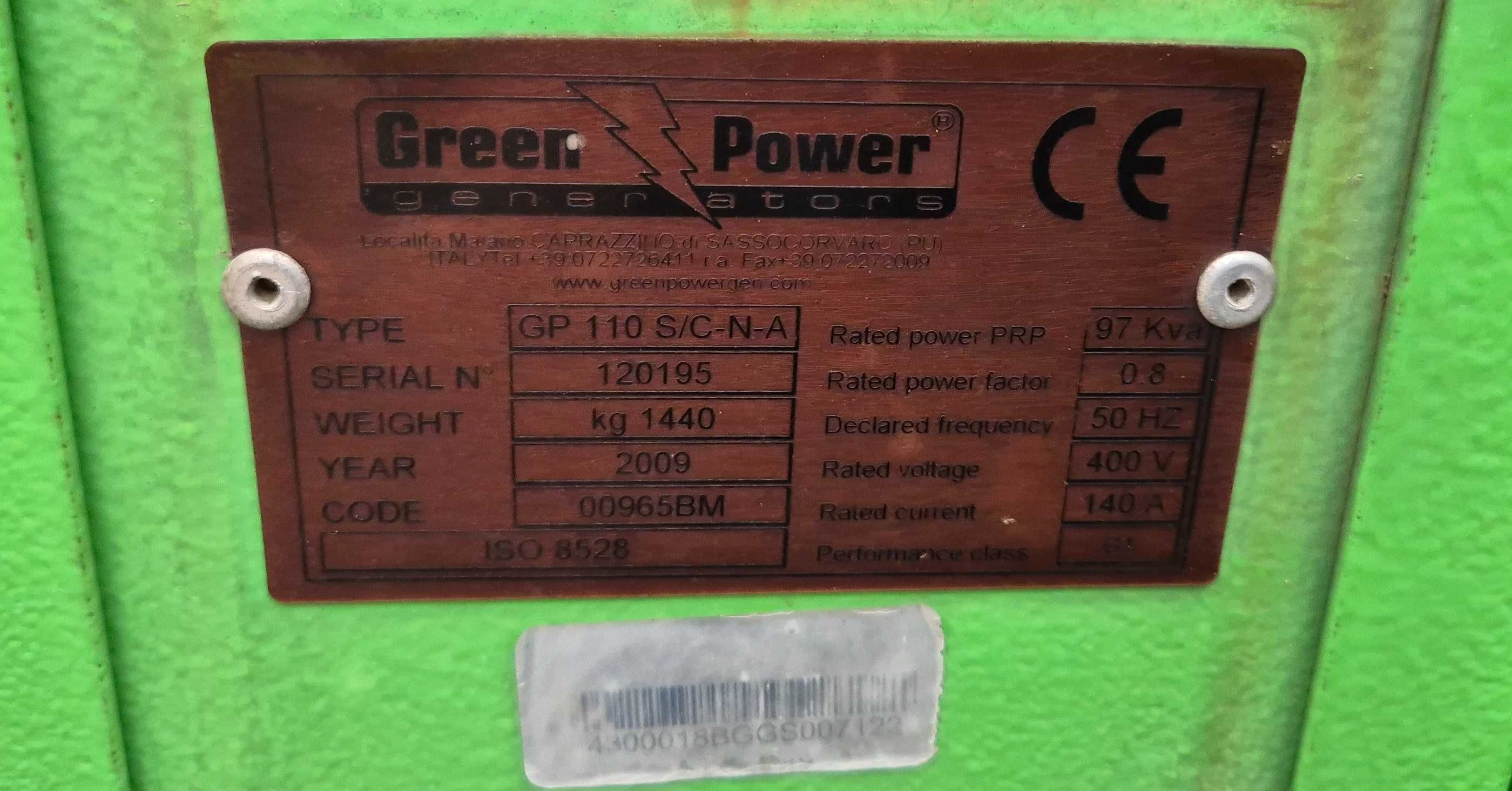 Tрифазен дизелов генератор Green Power GP 110, 97 kVA