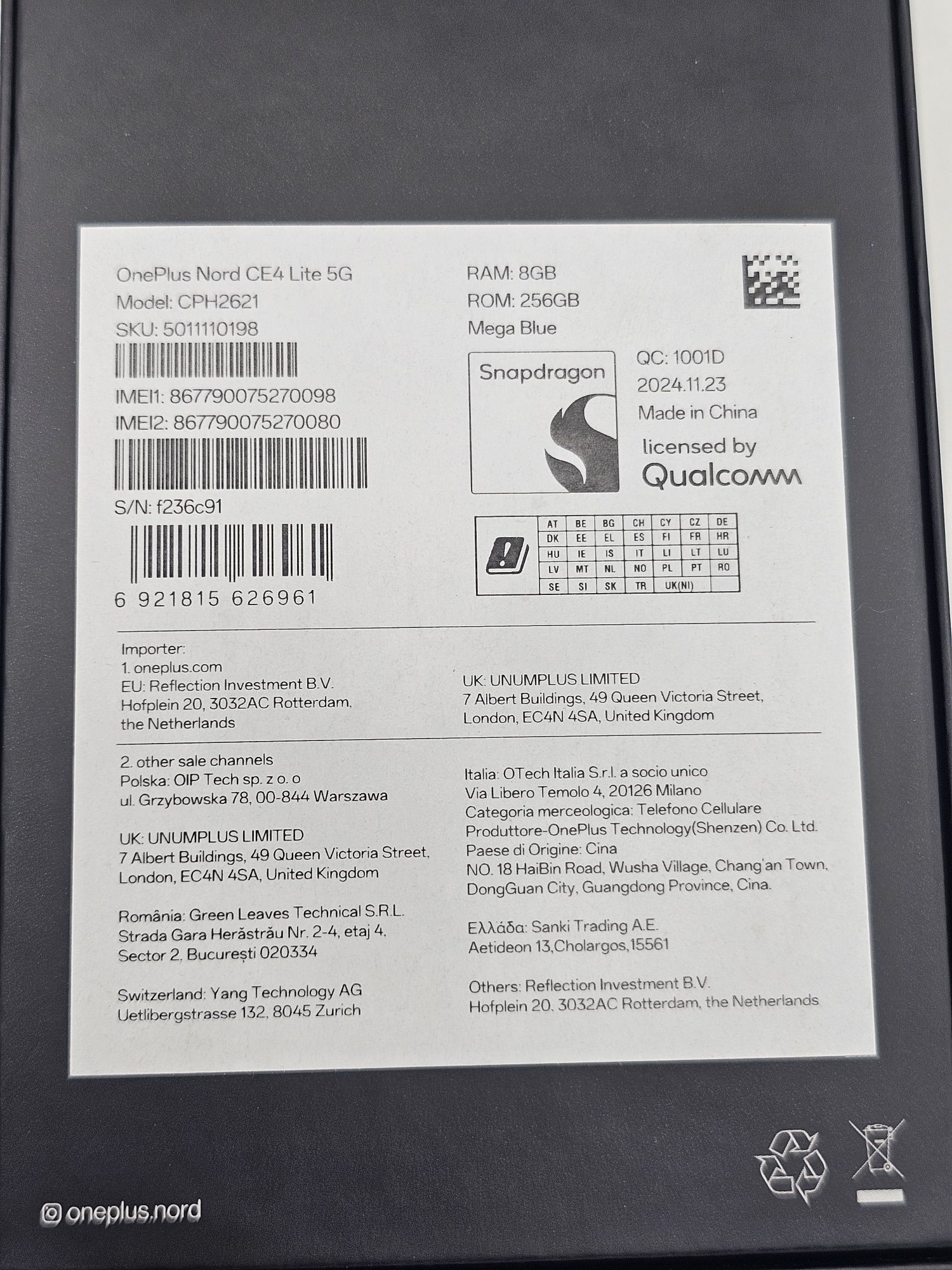 ONEPLUS Nord CE4 Lite 5G Red Community Edition, 256GB, 8GB, Sigila
