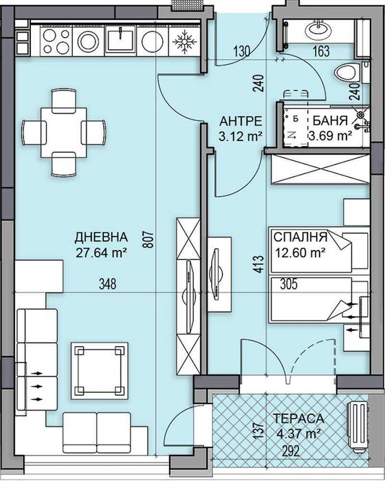 ПРЕД АКТ 14! Двустаен ЮЖЕН апартамент кв. Гагарин