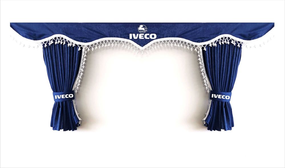 Комплект пердета за камион + кукички сини с бели пискюли