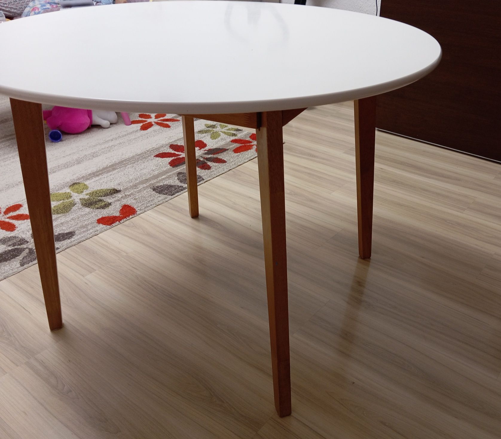 Masa de bucătărie rotunda JEGIND Ø105 cm alb/natur