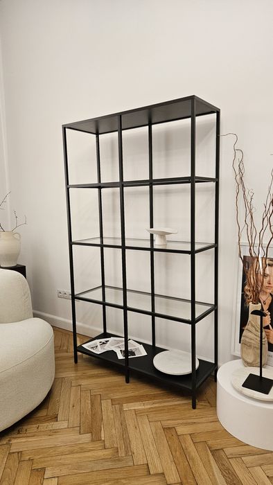 Etajera Ikea metalica neagra cu sticla