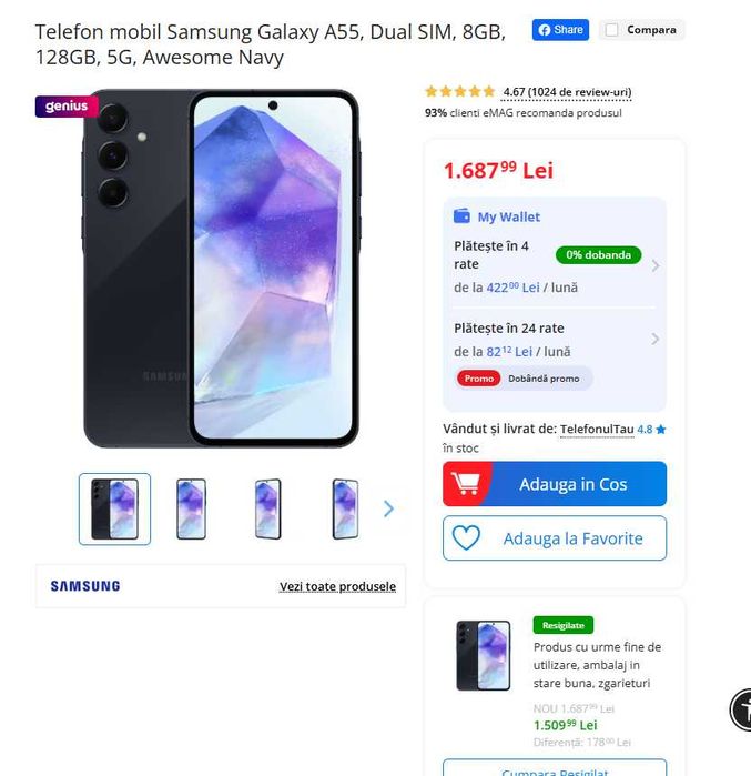 Samsung Galaxy A55, Dual SIM, 8GB, 128GB, 5G - SIGILAT