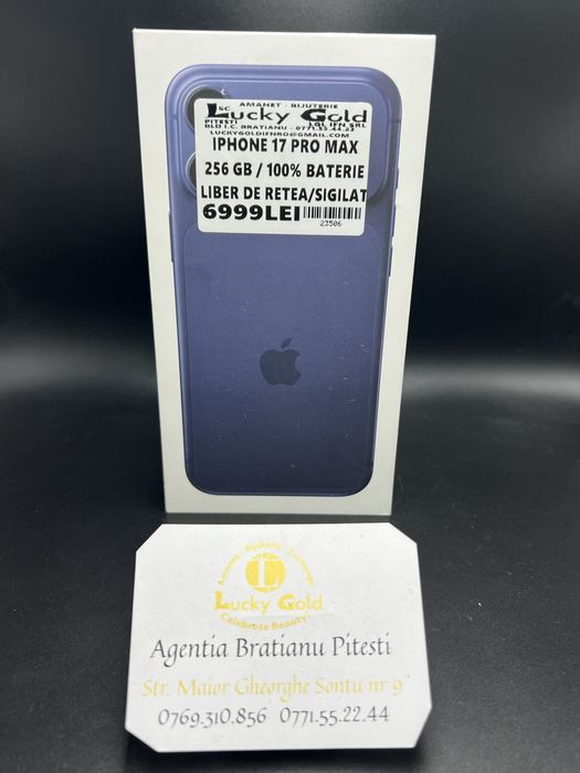 Iphone 17 pro max 256 gb 100 % baterie sigilat cod 23506