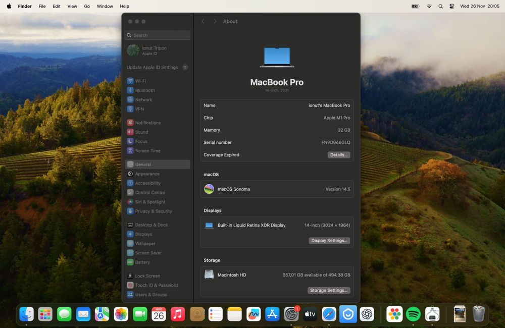 Macbook Pro M1 32GB RAM 14" 500GB