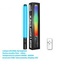 Lampa LED RGB foto-video 20W 2600 mAh 2500 - 8000K incarcare USB