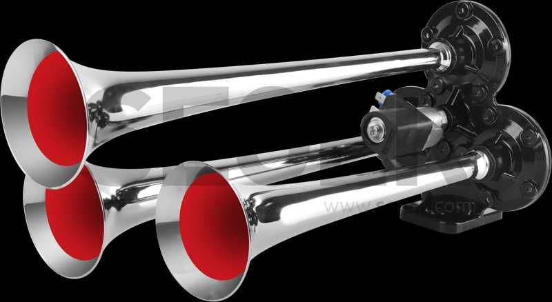 24V Въздушна Тромба Клаксон 6–8 бара 118dB 3 хромирани тръби Камиони