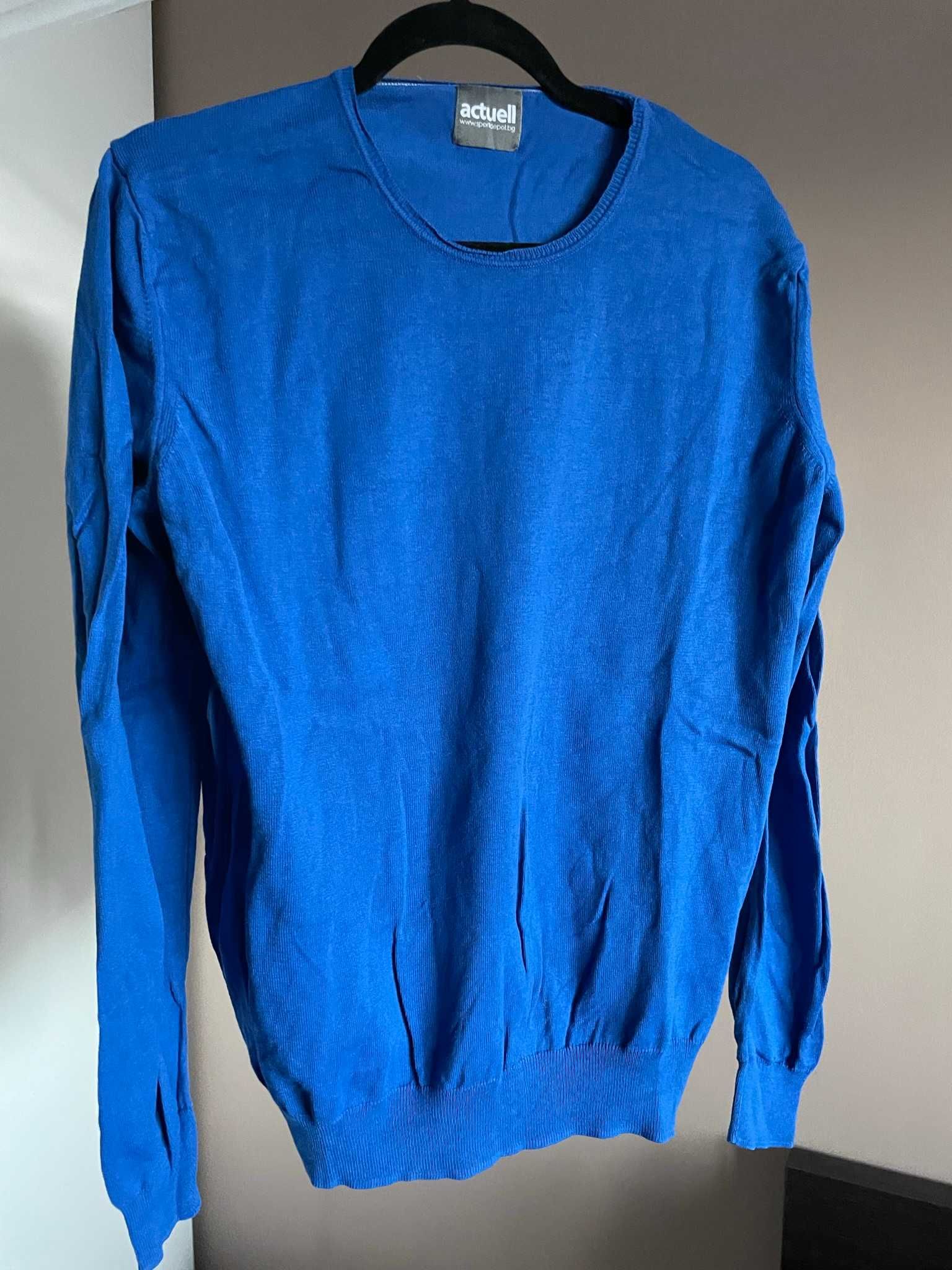 Комплект от два мъжки сини памучни пуловери, размер L