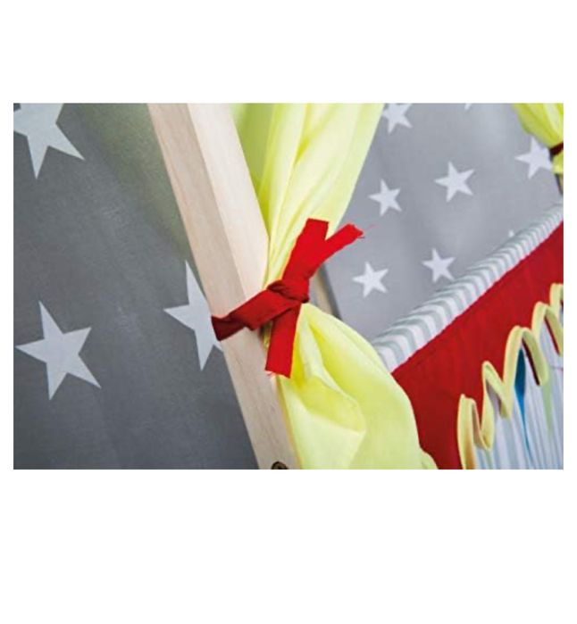 Teatru de papusi roba din lemn si textil cu stele 84x39x129cm