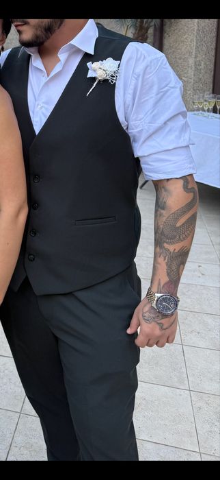 Тъмно зелен мъжки костюм от 3 части Daniel Gianni L-XL