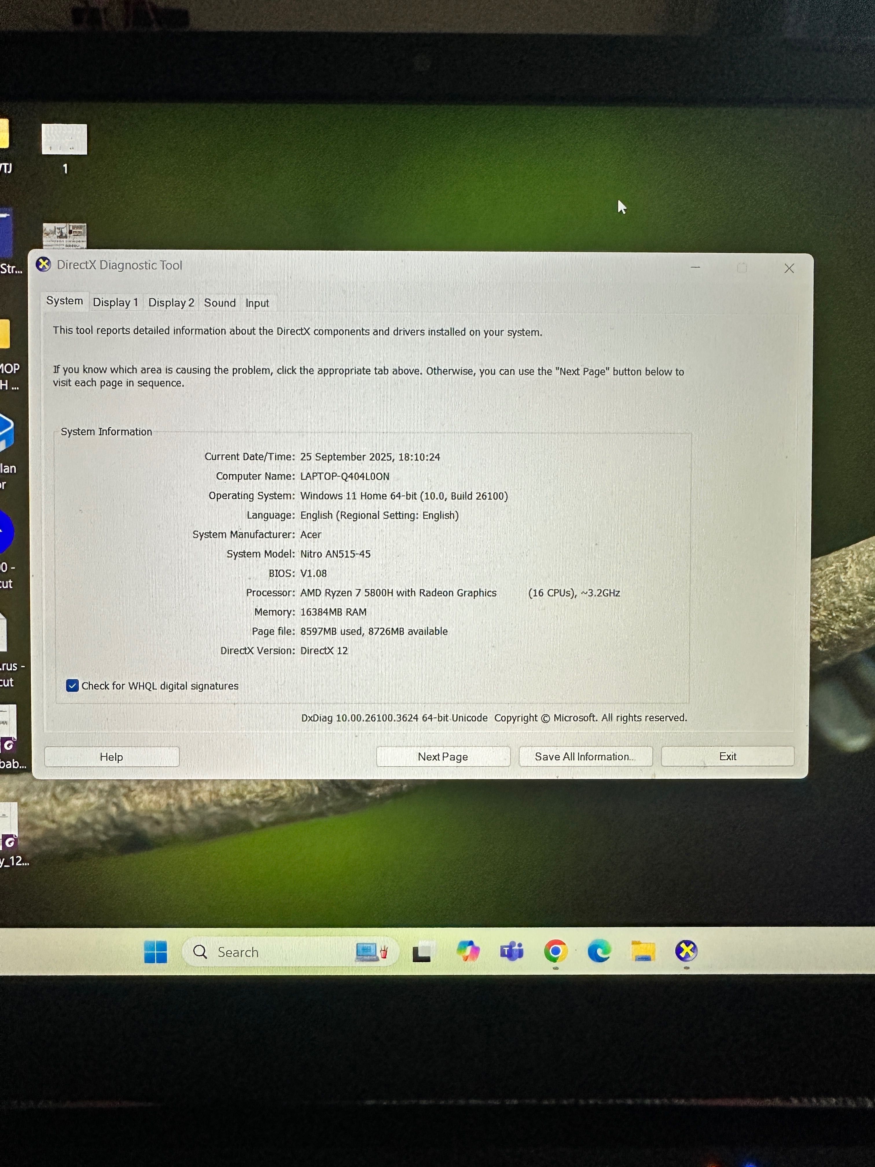 Acer Nitro 5 / Ryzen 7 /Nvidia RTX 3070 / 16 GB RAM / 1 TB SSD