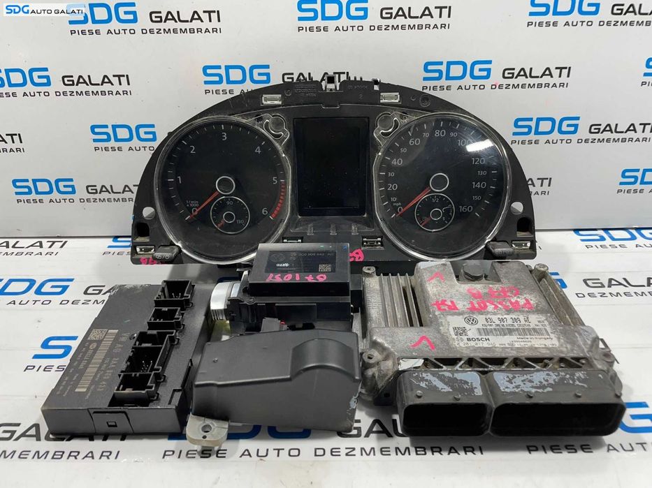 Kit Pornire ECU Calculator Motor Blocator Volan Calculator Confort Cip Cheie Cititor Cheie si Ceasuri Bord Volkswagen Passat B7 2.0 TDI 2010 - 2015 Cod 03L907309AE 3AA920970J 3AA959433B 3C0905843AD 3C0905861J [L4064] [L4065]