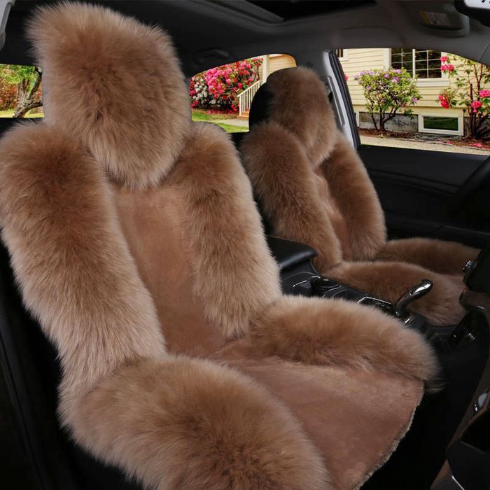 Натуральные меховые чехлы для авто зимние чехлы