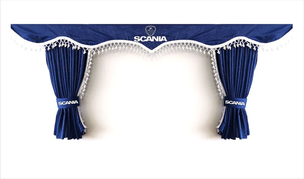 Комплект пердета за камион + кукички сини с бели пискюли
