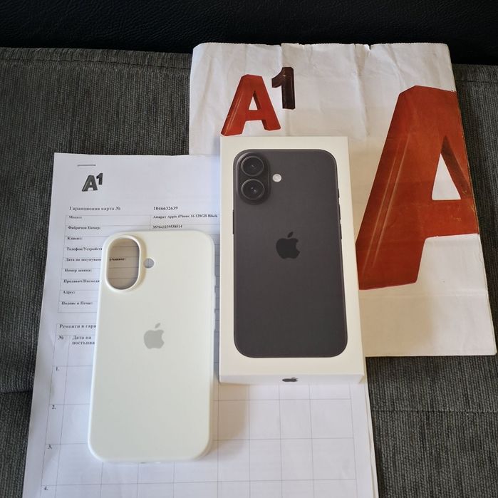 ЗАПЕЧАТАН 128GB iPhone 16 case A1 Гаранция 2027г. Black / Черен