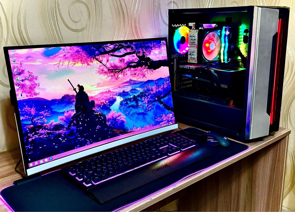 Игровой Компьютер с Монитором 27 дюймов на Кронштейне ВЕСЬ КОМПЛЕКТ