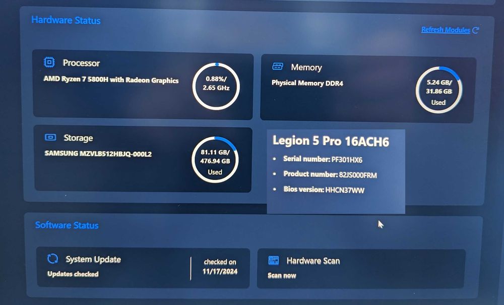 Lenovo Legion 5 Pro - Ryzen 7, 32GB Ram, RTX3050TI