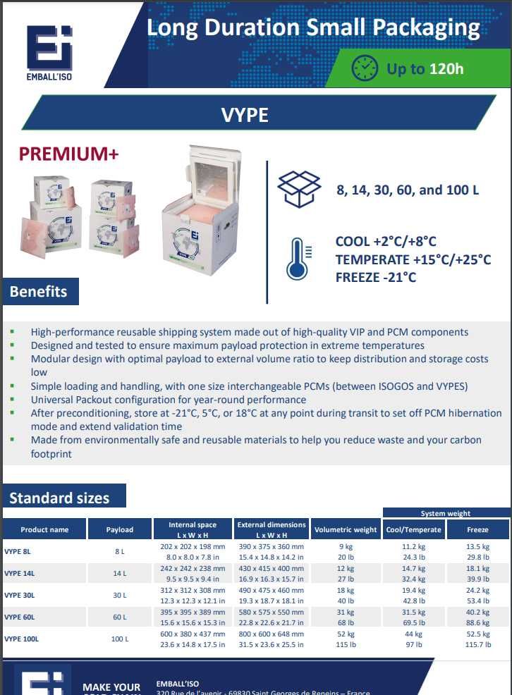 Element pastile de racire premium Emball 'Iso 14 L pana la 120 de ore