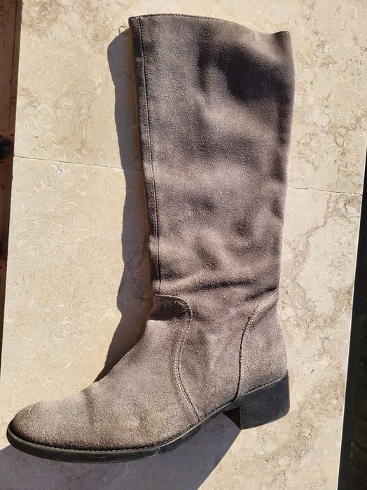 Cizme lungi de dama, piele naturala, intoarsa, mar. 40