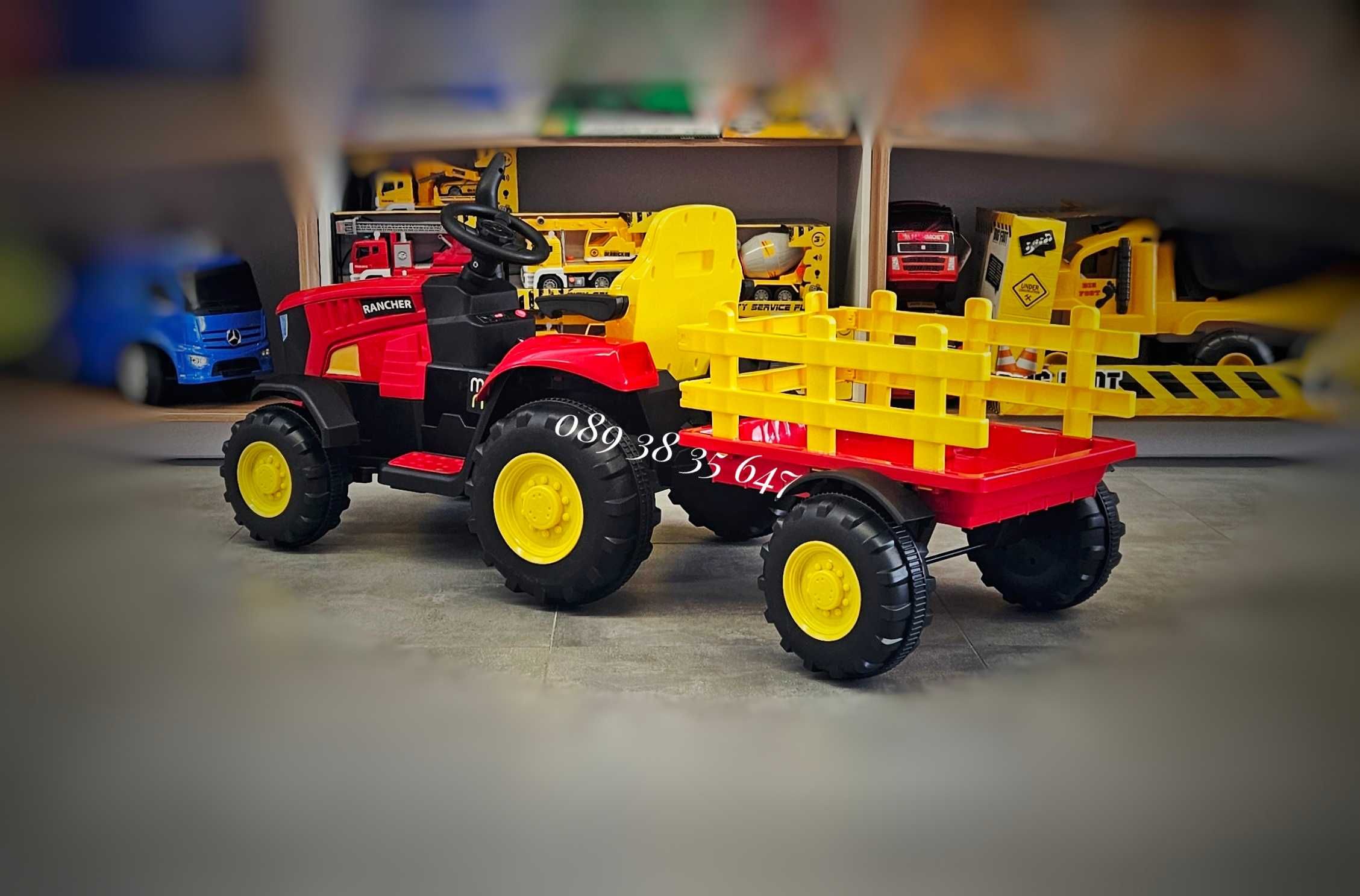 НОВО!Акумулаторен трактор с ремарке Rancher с 12V,дистанционно,USB