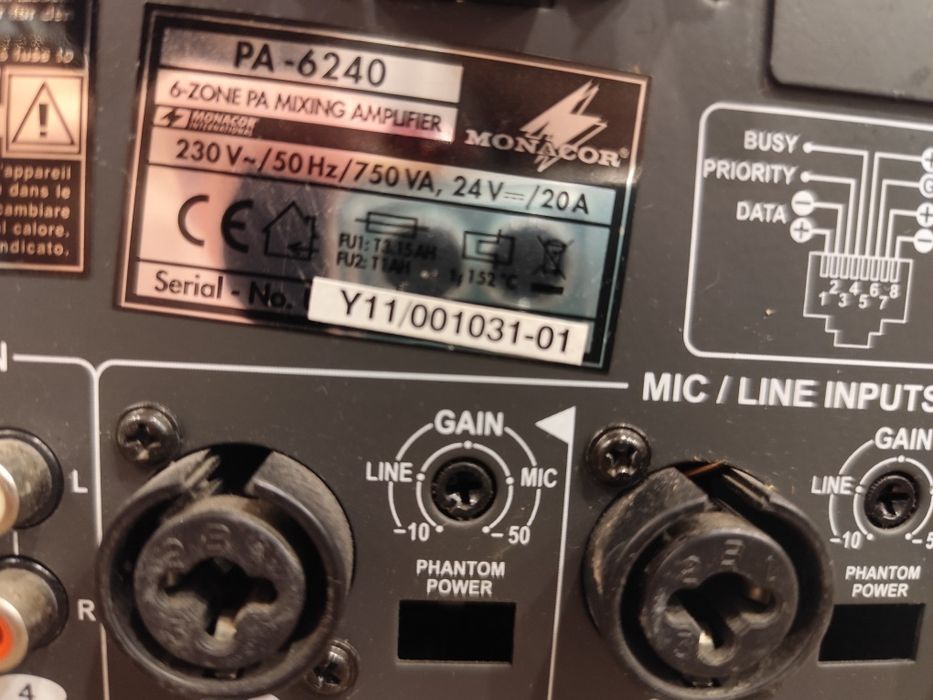 Стъпало Monacor PA-6240, 6-зонов 240W 100V