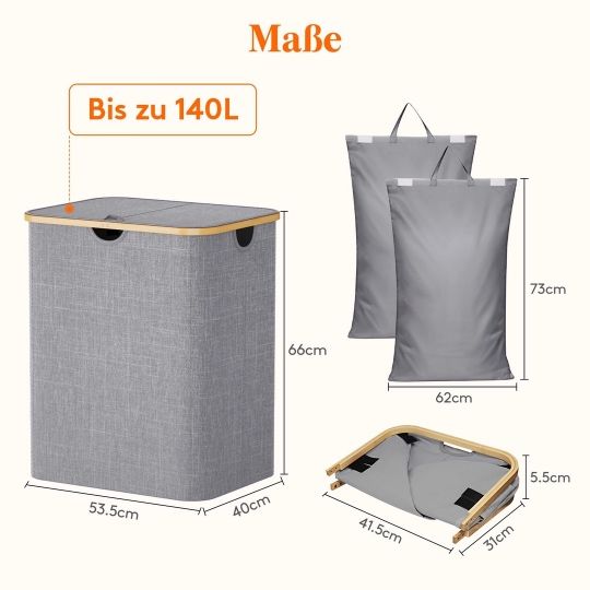 Coș de rufe Lifewit Laundry Basket cu capac, 140L