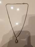 Lant argint,pandantiv casca coif lupta roman,model deosebit,47 cm