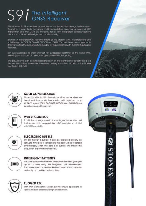 GNSS RTK Stonex S9i - HOT-SWAP si GPS, GLONASS, Galileo și BeiDou.