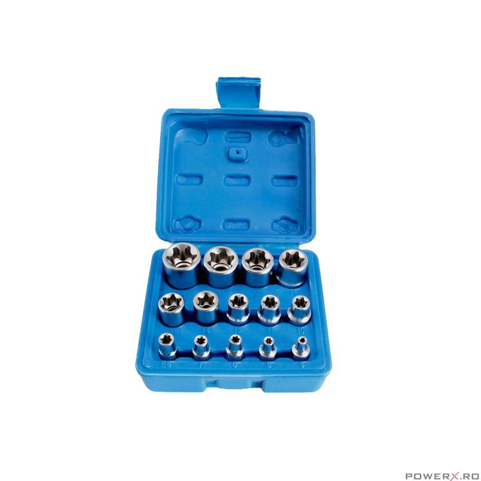 Trusa cheie tubulare tip E, 1/4"-3/8"-1/2" 14 piese, Satra