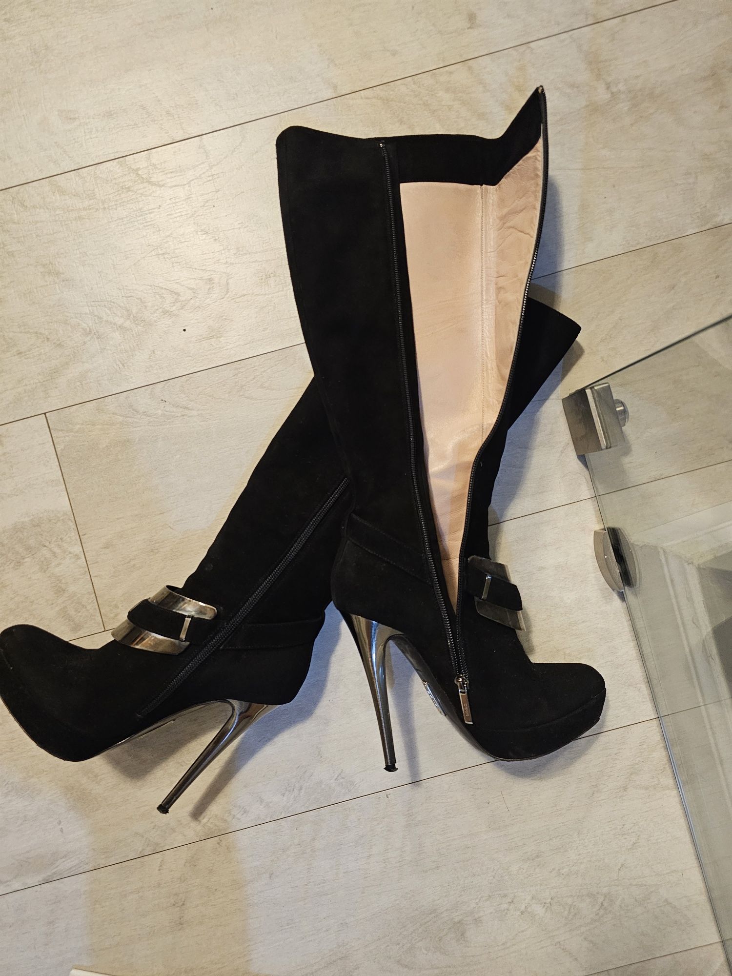 Cizme piele întoarsă elegante toc 11