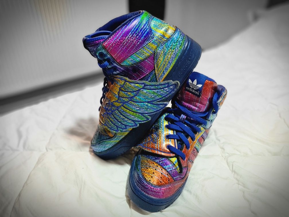 Adidas Original Jeremy Scott Sneakers Rainbow Hologram Rainbow