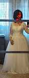 Rochie de mireasa cu corset reglabil din dantela si satin